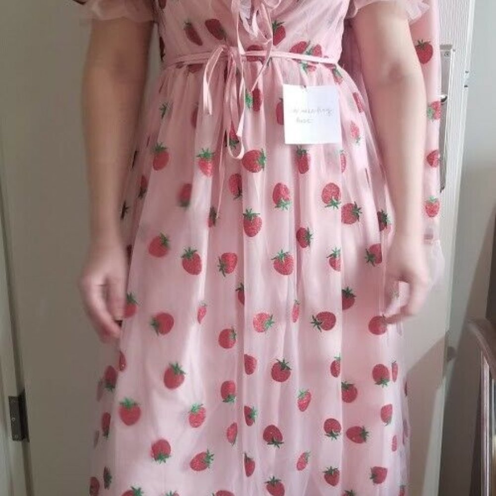 Strawberry Tulle Long Dress / Cute / S-5XL - Picture 7 of 10
